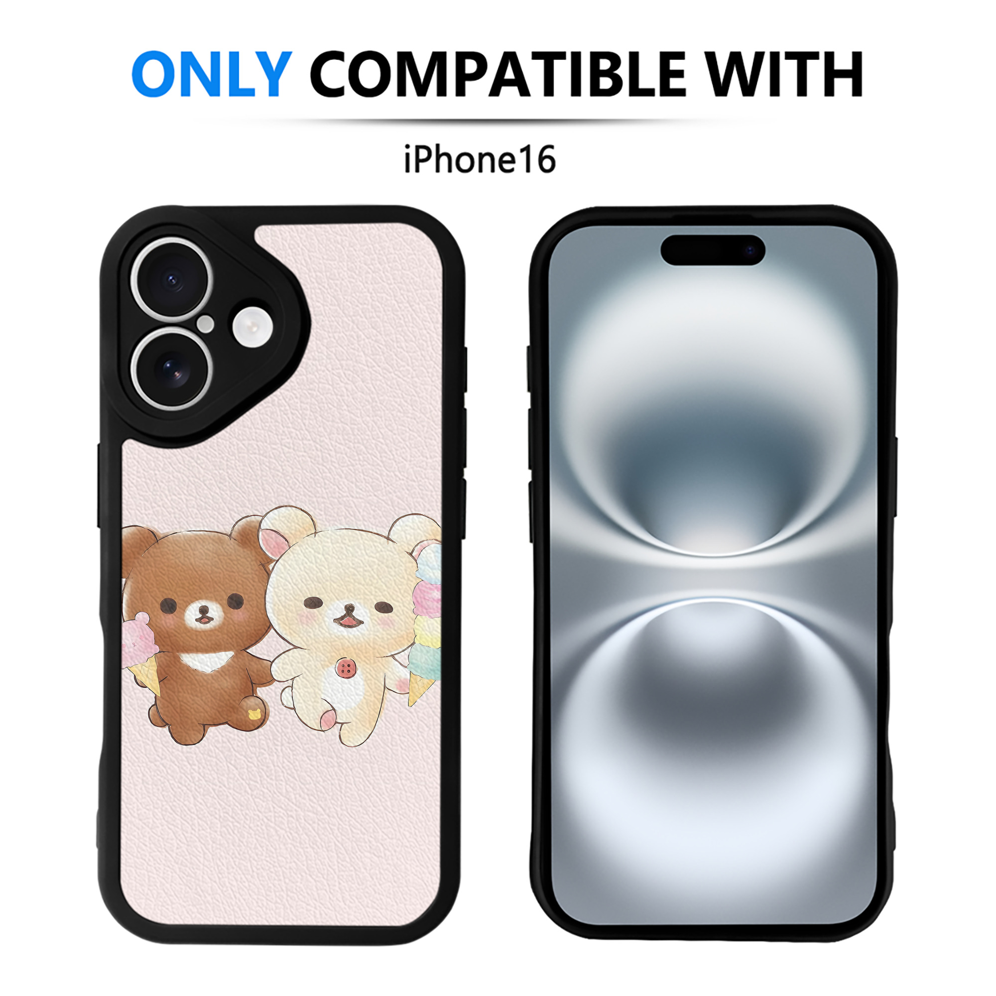 （画像用） リラックマ リラックマ キイロイトリ Rilakkuma Korilakkuma Kiiroitori 【iPhone 16シリーズ対応】シリコンスマホケース（レザー調） 材質：シリコン